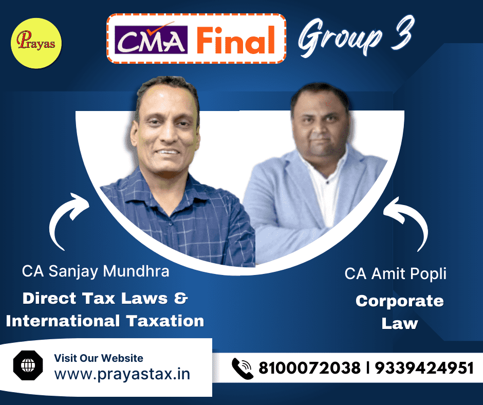 CMA Final DT Law & International Taxation+Corporate & Economics Law (New Syllabus) For Dec 26